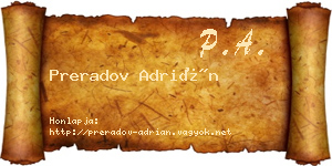 Preradov Adrián névjegykártya